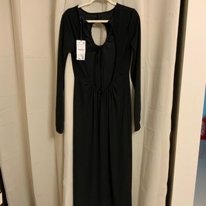 Black long ankle dress Zara NWT key hole